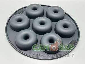 Форма для пончиков 7шт. серый силикон круг